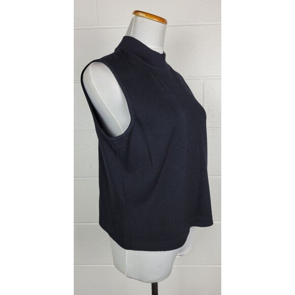Vtg St. John‎ Basics Black Sleeveless Mock Neck Knit Top USA Medium - Picture 3 of 8